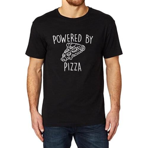 Lyprerazy Mens Powered By Pizza Funny Printed T-Shirt