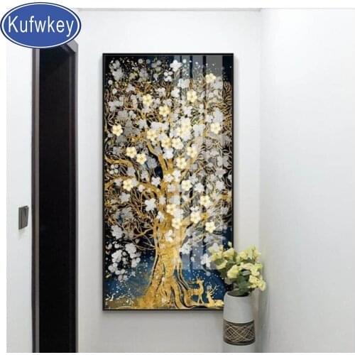 Full square round drill set diy diamond painting Abstract Golden Tree Flowres Landscape 5d diamond mazayka embroidery home decor