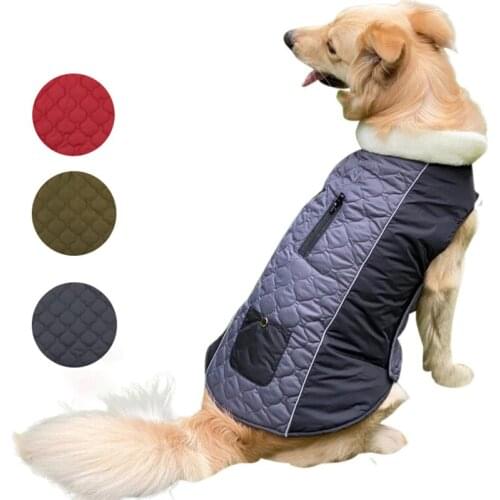 New Small Dog Clothes Winter Warm cotton puppy Large Dog Coat Jacket Waterproof Reflective big Dog Clothing Vest Two side wear