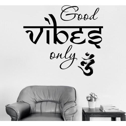 New Style Good Vibes Only Wall Decal Yoga Vinyl Sticker Meditation Decals Home Decor Bedroom Dorm Art Wallpaper Hot LC453
