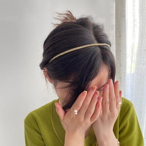 Fashion Simple Metal Chain Invisible Headband Gold Color Thin Hair Hoop For Women Girls Wild Headwear Hair Styling Tool