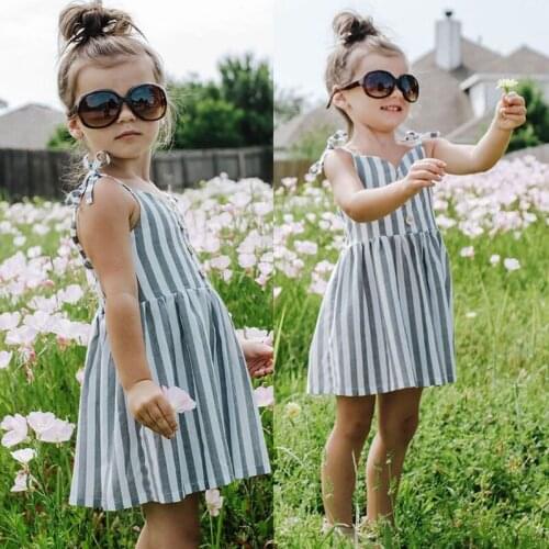 2020 TALLOLY hot style summer sling gray and white dress childrens skirt striped pattern fashion simple style