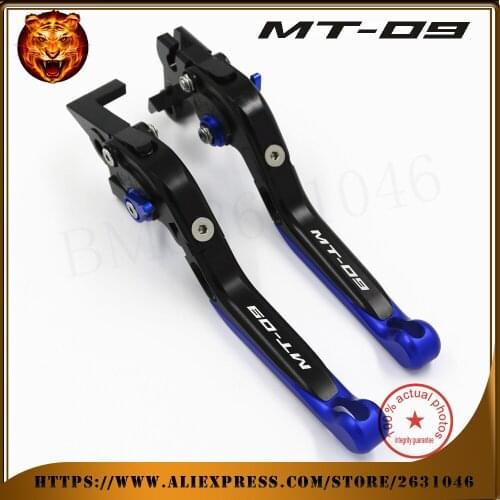 Motorcycle Adjustable Folding Extendable Brake Clutch Lever logo Mt-09 For YAMAHA MT09 FZ-09 FZ09 2014 2015 2016 Black+Blue