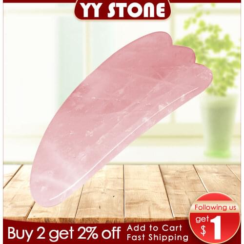 Rose quartz Massage powder crystal Natural Rose Quartz Guasha Scraping Beauty Kit Simming Arm Leg V Facial Plate