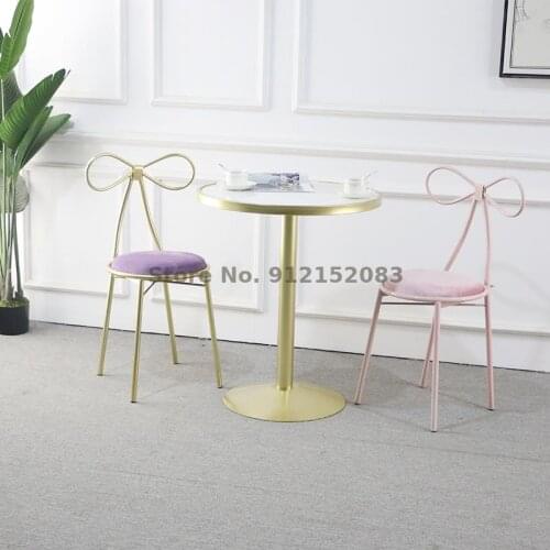 Nordic dining chair simple modern leisure chair restaurant chair creative bow makeup chair iron nail art chair