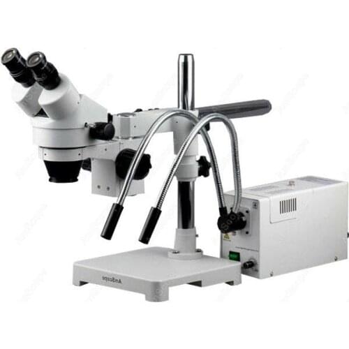 Stereo Microscope--AmScope Supplies 3.5X -90X Stereo Microscope on Boom with Fiber Optic Y-shape Light