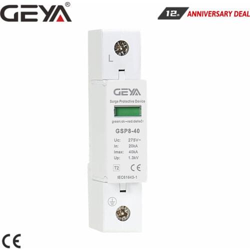 Free Shipping GEYA GSP8 1P 40KA SPD Surge Protector 275V 385V 400V 440V Surge Protection Device Low-voltage Arrester Device