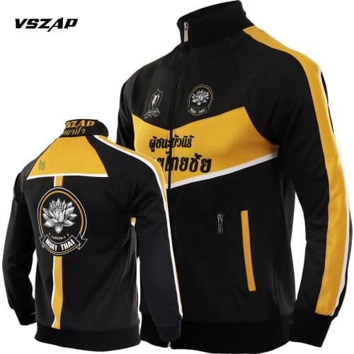 VSZAP Muay Thai Fighting Jacket Mens Sports Fighting Competition Jacket Martial Arts Training MMA Fitness Broadcasting Clothing