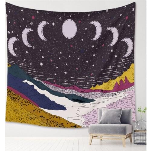Mysterious Phase Snake Moon Flowers Tapestry Wall Hanging Fabric Home Bedroom Decoration Hippie Background Cloth Wall Covering