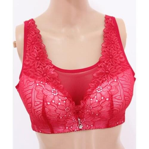 Lady Sexy Lace Bra Push Up Full Cup Bras Adjustable No Steel Ring Lace Underwear Female Sexy Wideband Large-size Underwear D1046