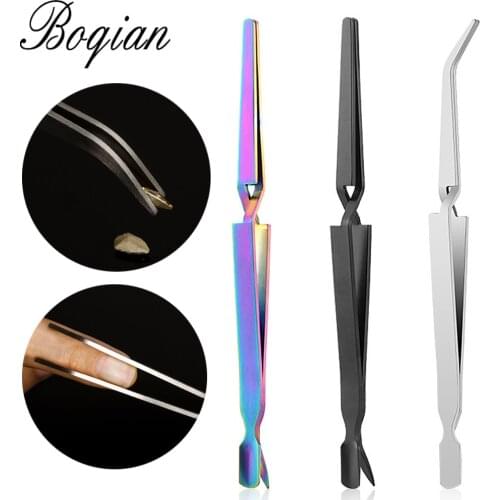 BQAN 1pc Double Head Stainless Steel Cuticle Pusher Spoon Pedicure Care Nail Tool With 2 Size head Dead Skin Remover Fingernails