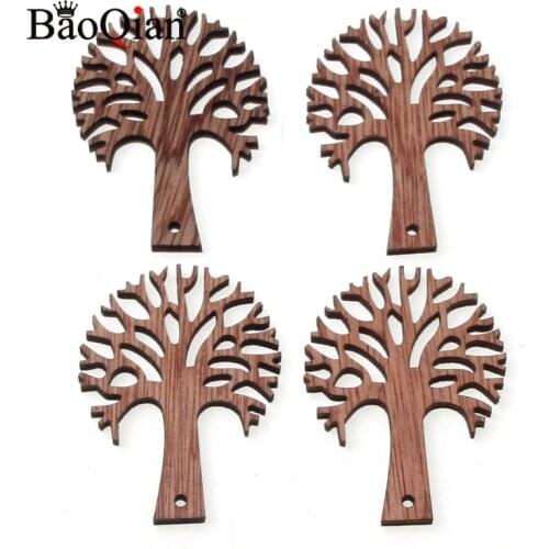 10Pcs Brown Color Wooden Tree Embellishments For DIY Crafts Hanging Embellishments For Party Wedding Home Decoration