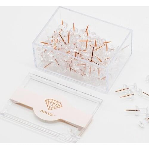 100pcs Clear Gold Push Pins Boards Thumbtack Steel Point Bulletin Board Pins the Office and School Supplies Push Pin Connectors