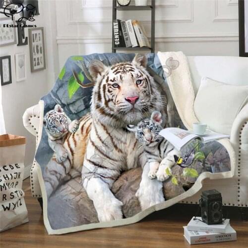 2021 Tiger 3D Printing Plush Fleece Blanket Adult Fashion Quilts Home Office Washable Duvet Casual Kids Girls Sherpa Blanket