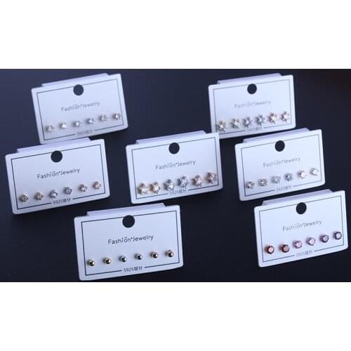 3Pairs Earrings Mixed Styles Needle Small Star Small Drop Geometric Stud Earrings Set For Girls Jewelry