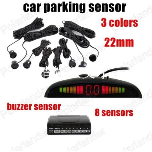 Free shipping Sound Alarm indicator 8 Sensors 22mm 3 colors 12V Car Parking sensor monitor system Reverse Backup Radar