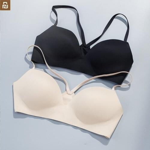 Youpin urevo One piece cross bra without steel ring gathered breathable polyurethane resin female sexy bra Soft silky 2 colors