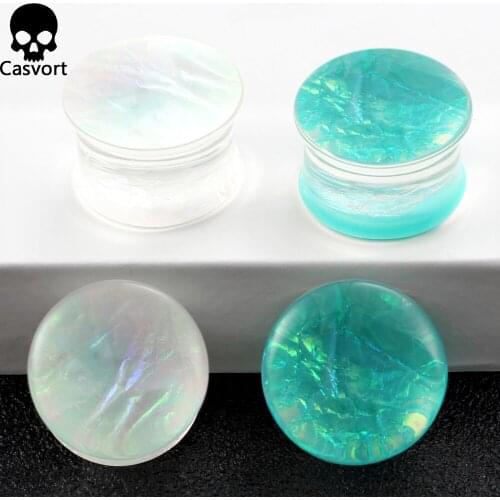 Casvort 2PCS 8mm To 16mm Transparent Saddle Ear Piercing Acrylic Body Jewelry Plugs Tunnels Gauges Earrings Studs Expander Gif