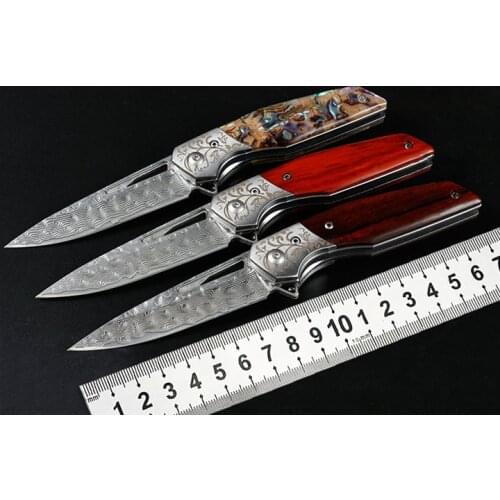 Damascus Blade Pattern Tactical Rescue Pocket Folding Knife Hunting Fishing EDC Camping Life Knife Christmas Gift