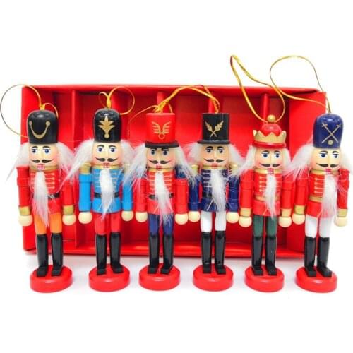 Wooden 12cm Nutcracker Christmas pendant painted walnut soldier puppet home decoration accessories modern desk decoration