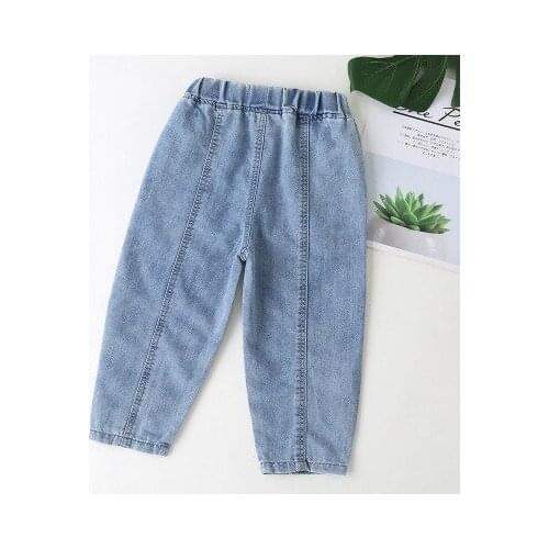 Boys Jeans 2021 Spring and Autumn New Korean Childrens Solid Jeans Baby Casual Trousers Kids Boys Denim Pants Cowboy Jeans 2-7Y