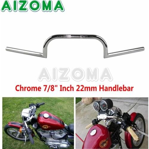 Chrome Custom Motorcycle 7/8" inch 22mm Handlebars 4" Rise Pullback Bar 7/8" Handle Bar For Harley Vintage Streetbike Cafe Racer
