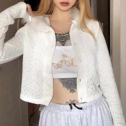 Women Autumn Long Sleeved Hoodie Cardigan Fluffy Plush Patchwork Pompom Drawstring Sweater Coat Solid Color Slim White Sweater