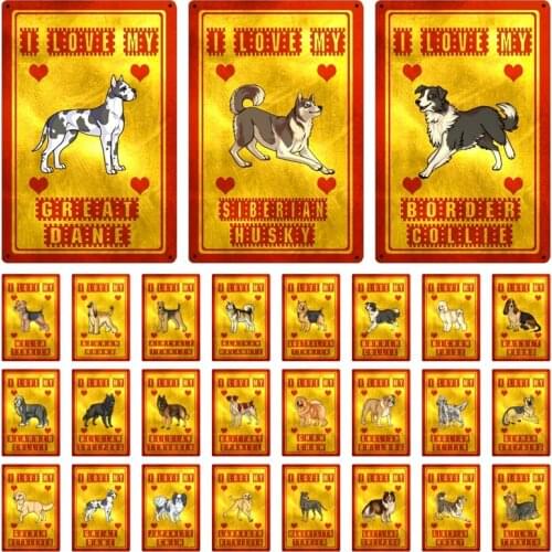 [ Kelly66 ] Pet I Love My Dogs Brittany Samoyed Husky German Shepherd Metal Sign Home Decor Bar Art Painting 20*30 CM Size Dy173