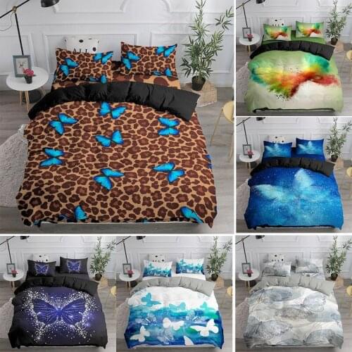 Leopard 3D Bedding Set Fantastic Butterfly Print Microfiber Comforter Duvet Cover Home Textile Single Double Size Kids Bedspread