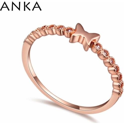 ANKA hot sell small cute bowknot rings gift for women girl design top CZ rose gold color fashion jewelry charm rings #16521