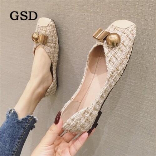 Newest Brand Women shoes Fashion Flats Square Toe patchwork Women Loafers Woman Ballet Flats Metal decoration casual shoes