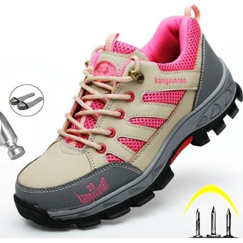 Fashion Women Safety Work Boots Anti-Puncture Anti-Smashing Steel Toe Cap Breathable Comfort Shoes Four Seasons/Cotton Sneakers