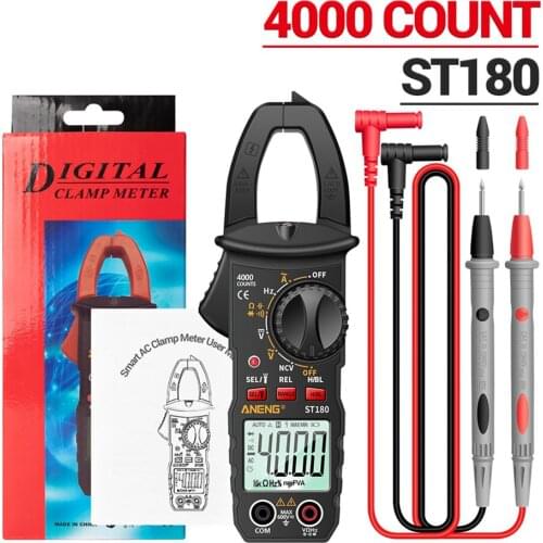 ST180 4000 Count Multimeter Ammeter Digital Clamp Meter DC/AC Current Digital Current Clamp Meter AC Ohm NCV Multimeter Tester