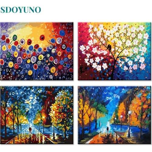 SDOYUNO 4pcs Drawing by numbers 60x75cm DIY Painting By Numbers Frameless Home Decor Digital Painting On Canvas For Unique Gift