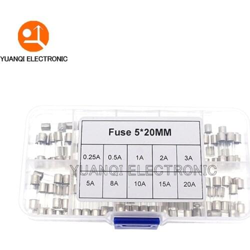 Fast Quick Blow Glass Tube Assortment Kit, 5x20MM, 0.25A,0.5A 1A 2A 3A 5A 8A 10A 15A 20A/250V+ Box