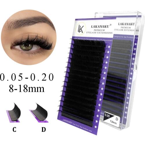 LAKANAKU 16 Rows Natural Soft False Eyelash Extensions 8~17 MM Makeup for Professional Mink Individual Eyelash