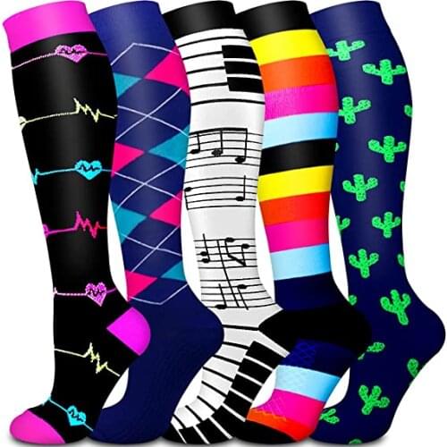 Newest Compression Socks 20-30 Mmhg Best for Running,Medical,Nurse,Travel,Cycling, Running Men Women Knee High Sports Socks