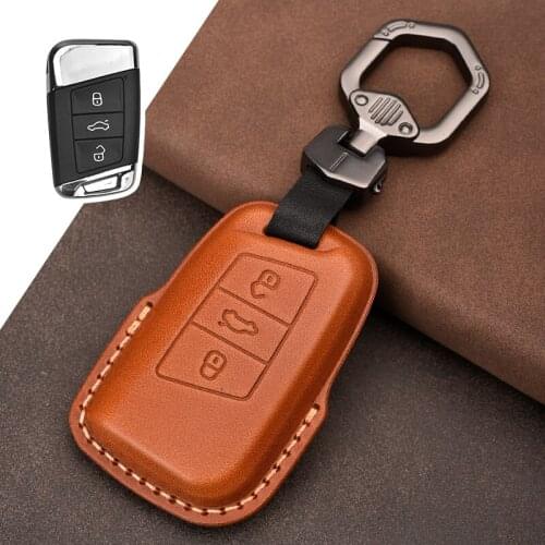 NEW Leather Car Key Case Cover For Volkswagen VW Magotan Passat B8 Skoda A7 Variant Superb Keychain Protect