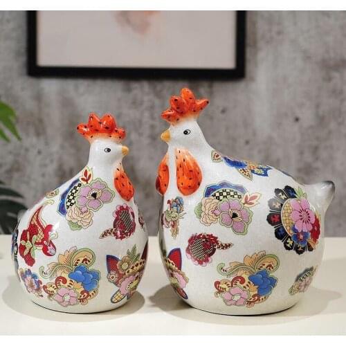 Pastoral ceramic chicken ornaments crafts lucky big cock ornaments living room home decoration accessories for living room