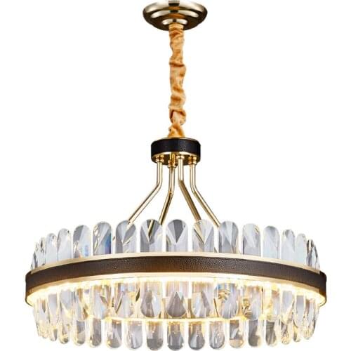 Postmodern light luxury simple round crystal living room lamp creative personality dining room bedroom villa chandelier