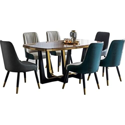 American light luxury solid wood dining table high-end household modern simple long table and chair combination