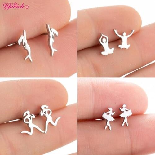 Unique Stainless Steel Ballet Earrings 2021 Trend Sports Ear Jewelry Funny Yoga Swimming Running Girls Earring Birthday Gifts