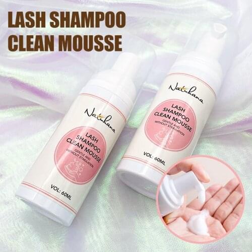NATUHANA 60ml Shampoo Mousse False for Eyelash Extension Eyelashes Accessories Lash Cleaning Foam No Stimulation Makeup Tools
