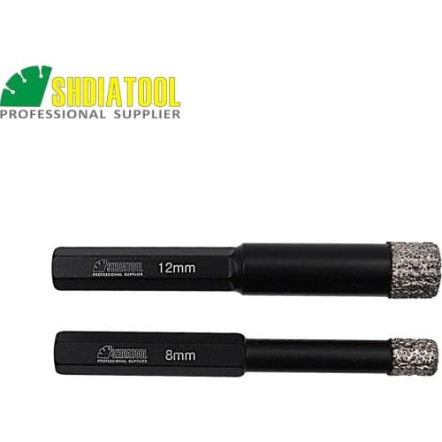 SHDIATOOL 2pcs Dry Diamond Drill bits with HEX shank Drilling Bit drilling for stone, masonry, ceramic/tile hole saw