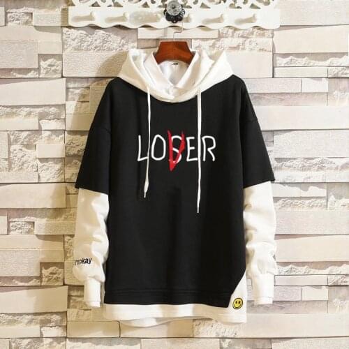Hot los/ver Loser Lover Hoodie Men Sudadera Hombre Hip Hop pennywise Sweatshirt Kpop Fake Two Unisex Casual Streetwear Hoody