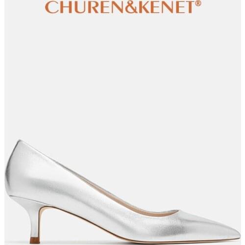 Comfortable 5cm Kitten Heels Women Pumps 2021 Leather Pointed Toe High Heels Shoes Ladies Low Heeled Office Shoes