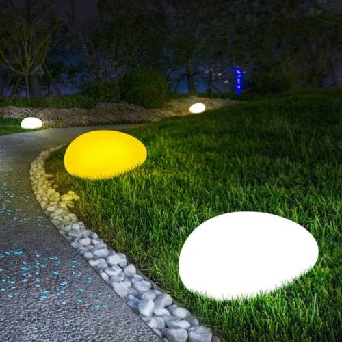 Remote Control Outdoor Garden Lights Stone Light Glow Pebble Shape Waterproof Lawn Lamp Wedding Party Holiday Home Decoration