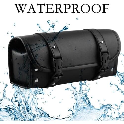 Universal Motorcycle Tool Bag Synthetic Leather Black Round Fork Bag for Yamaha Honda Kawasaki Suzuki DUCATI Motorcycle Tail Bag