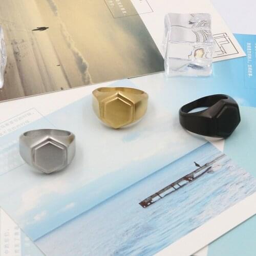 Explosive models of titanium steel mens smooth ring Simple stainless steel Fangling hexagonal foreign trade factory direct free