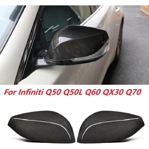 Replacement Style Dry Carbon Fiber Auto Side Mirror Cover Caps Fit For Infiniti Q50 Q50L Q60 QX30 Q70 2014-UP